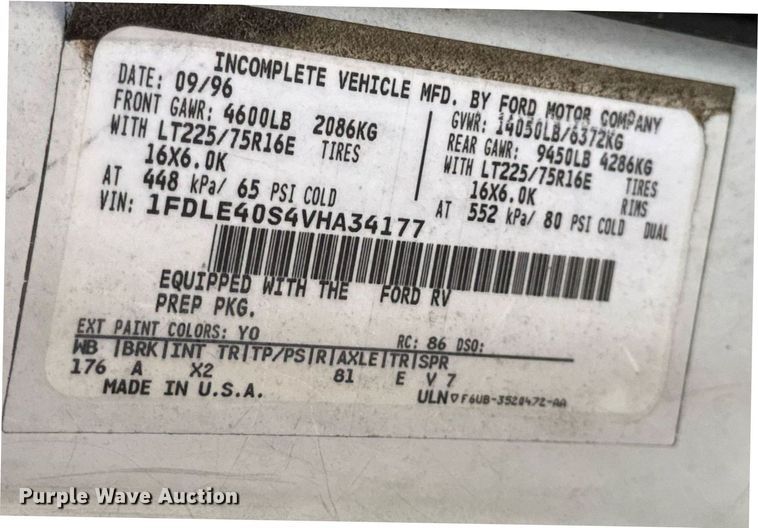 image for item EN4556 1997 Ford E450 Super Duty shuttle bus