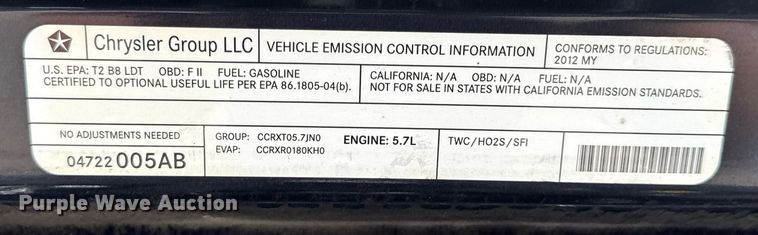 image for item EN4563 2012 Jeep Grand Cherokee SUV