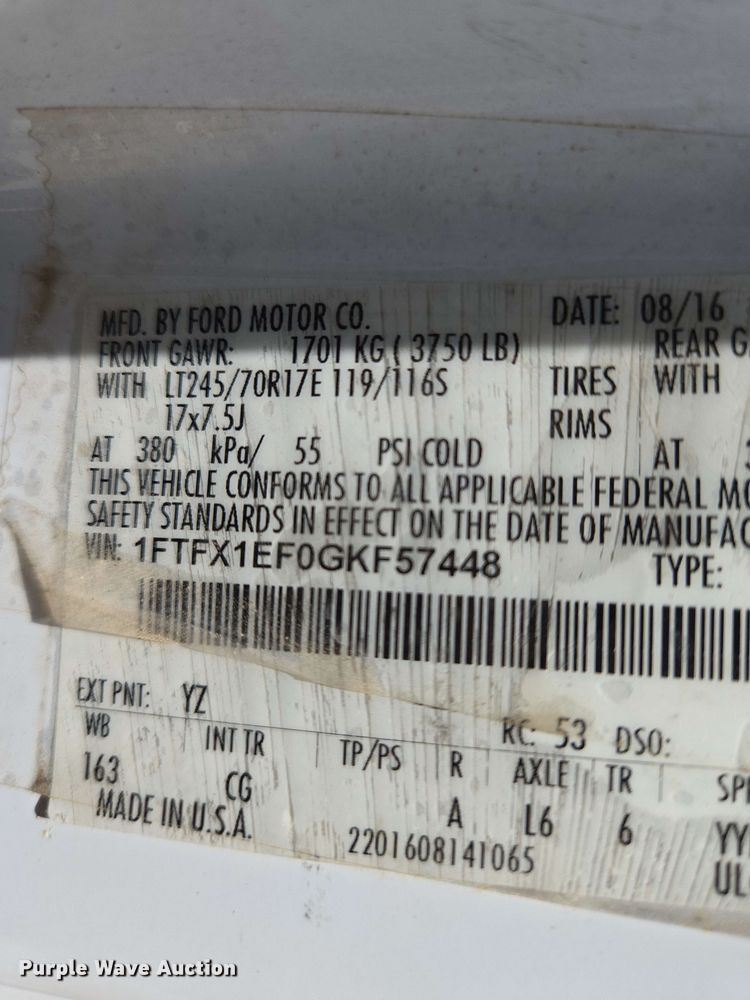 image for item EO0800 2016 Ford F150 SuperCab pickup truck