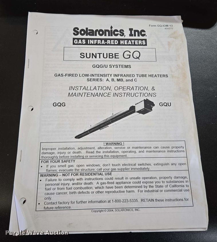 image for item EO0812 Solaronics Gas INFRA-RED heater