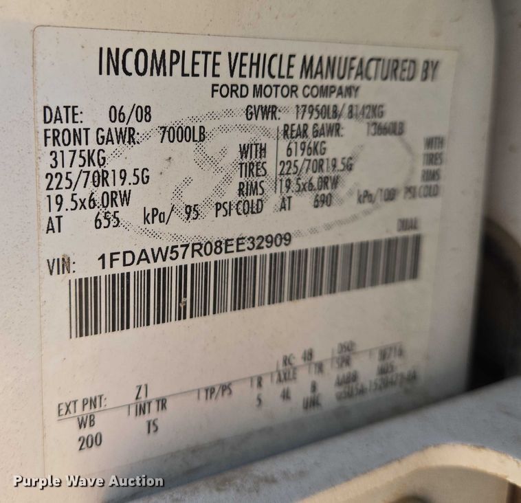 image for item EO0824 2008 Ford F550 Super Duty XL Crew Cab dump truck