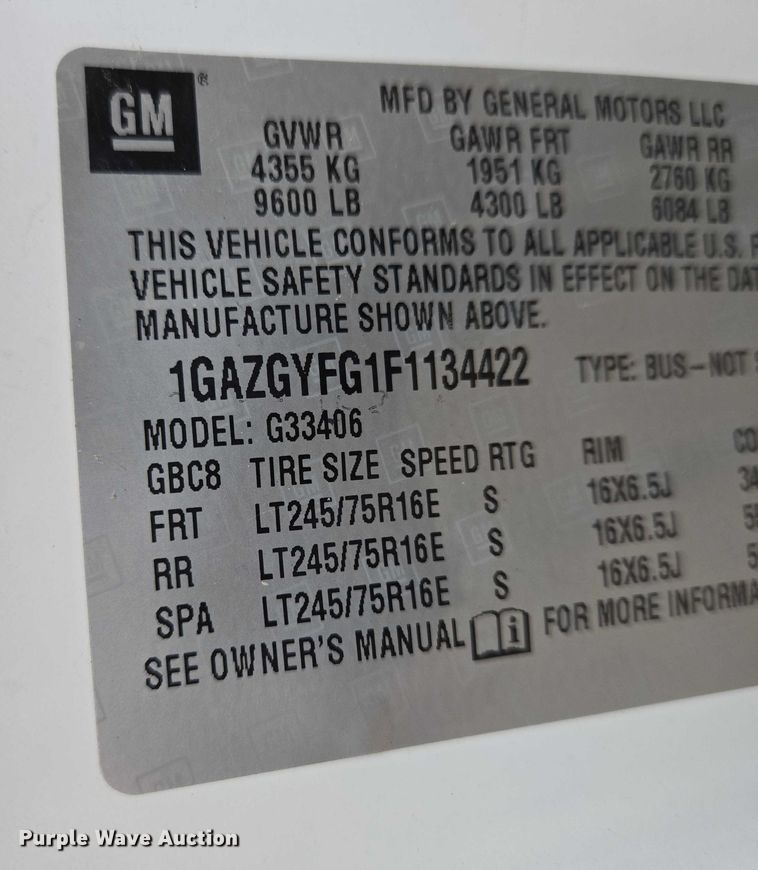 image for item EO0956 2015 Chevrolet Express 3500 van