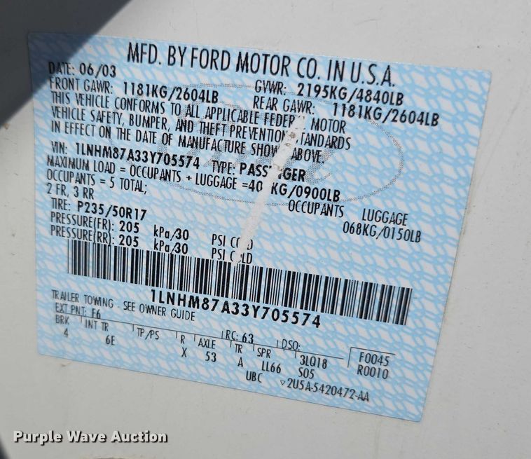 image for item EO1008 2003 Lincoln LS 