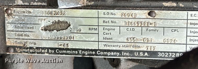 image for item EQ1484 1986 AM General Corporation M925 truck cab and chassis