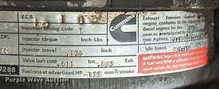 image for item EQ1484 1986 AM General Corporation M925 truck cab and chassis