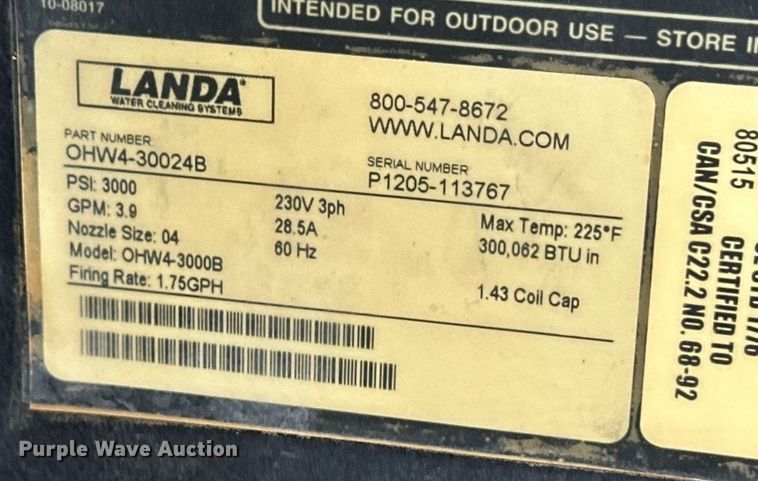 image for item EQ4816 Landa OHW4-3000B pressure washer