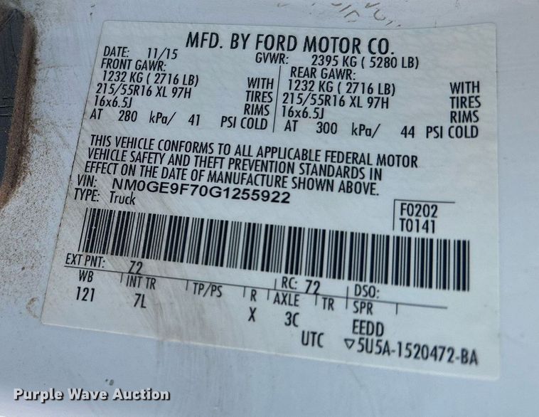 image for item EX9258 2016 Ford Transit Connect van