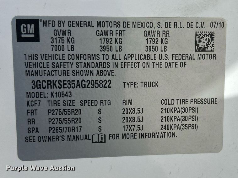 image for item EX9262 2010 Chevrolet Silverado 1500 Crew Cab pickup truck