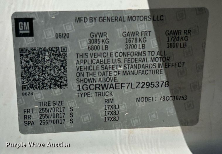 image for item EX9266 2020 Chevrolet Silverado 1500 Double Cab pickup truck