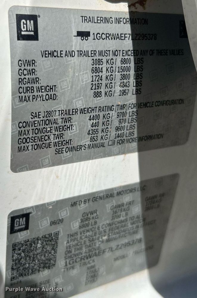 image for item EX9266 2020 Chevrolet Silverado 1500 Double Cab pickup truck