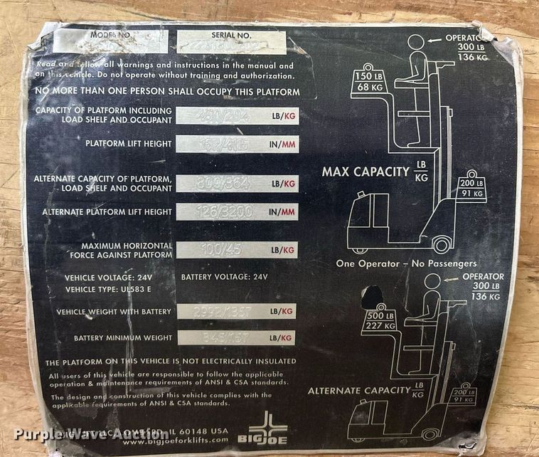 image for item EX9793 2020 Big Joe J1 order picker