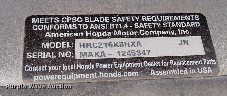 image for item IP9601 (4) Honda HRC216K3 push mowers