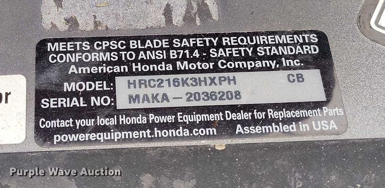 image for item IP9601 (4) Honda HRC216K3 push mowers