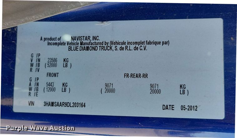 image for item NB9997 2013 International DuraStar 4400 box truck