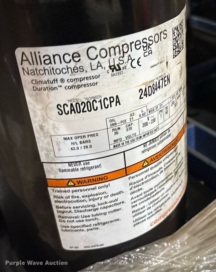 image for item ND9775 (320) Alliance Compressors LLC scroll compressors