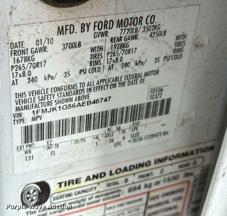 image for item NE9813 2010 Ford Expedition SUV