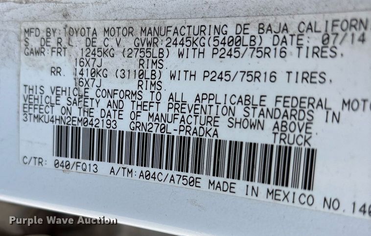 image for item OB9501 2014 Toyota Tacoma Double Cab pickup truck