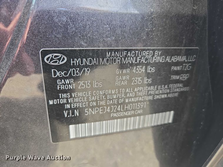 image for item YA0469 2020 Hyundai Sonata SEL Plus 