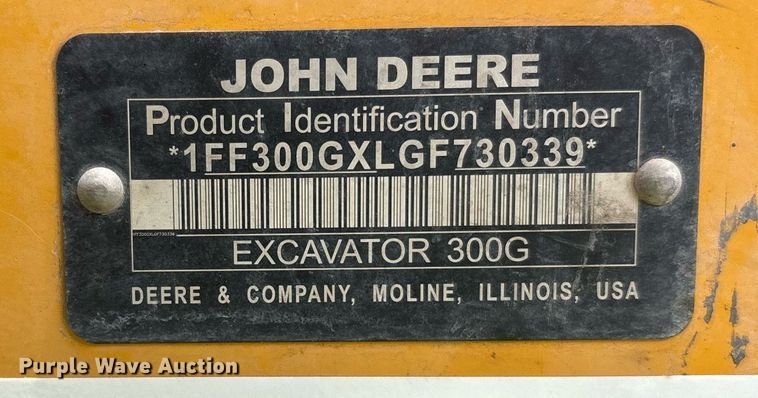 image for item DH8650 2016 John Deere 300G LC excavator