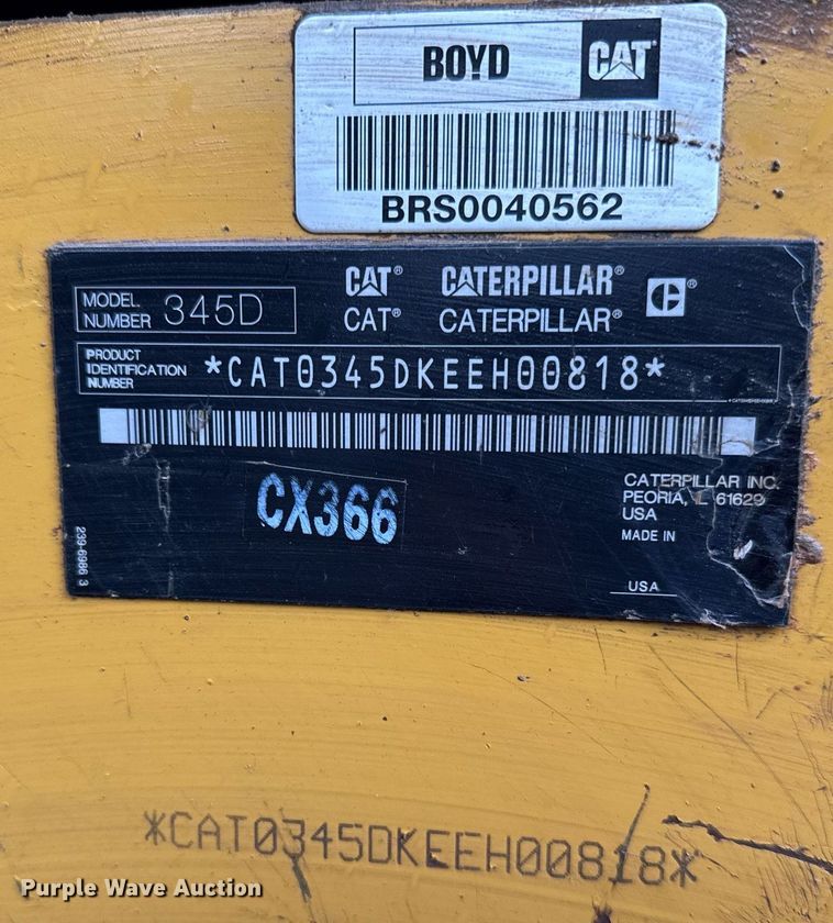 image for item DH9960 2017 Caterpillar 345D L excavator