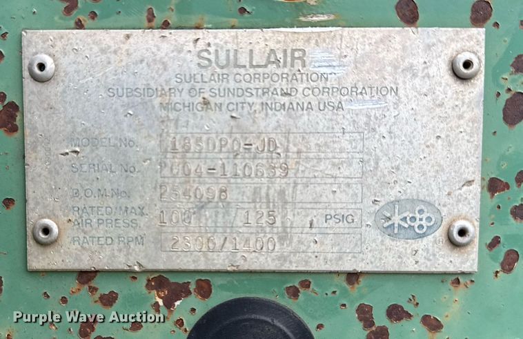 image for item DM5740 Sullair 185DPQ-JD air compressor