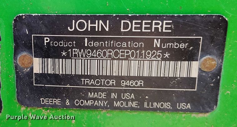 image for item DP4942 2014 John Deere  9460R 4WD tractor
