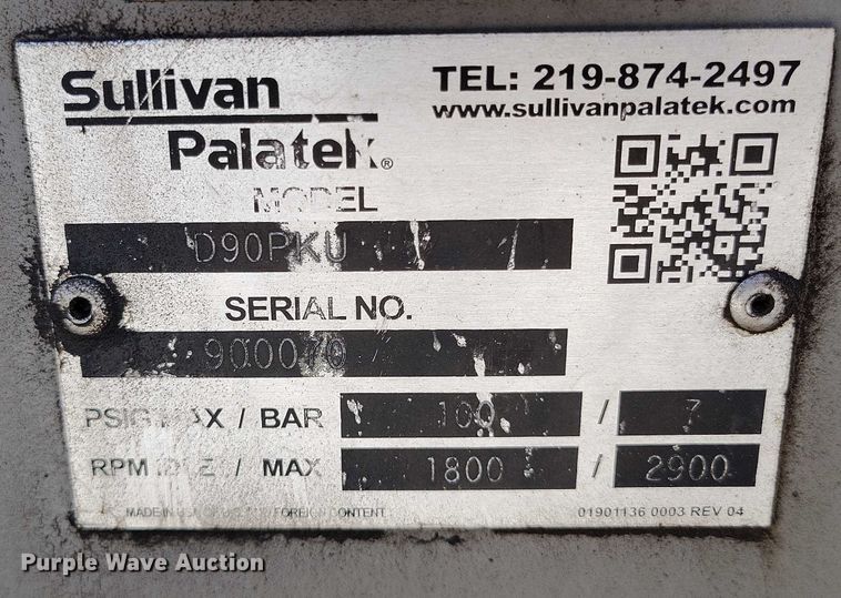 image for item DP4951 2015 Sullivan D90PKU air compressor