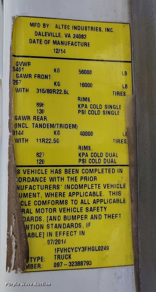 image for item DP4955 2015 Freightliner Business Class M2 digger derrick truck