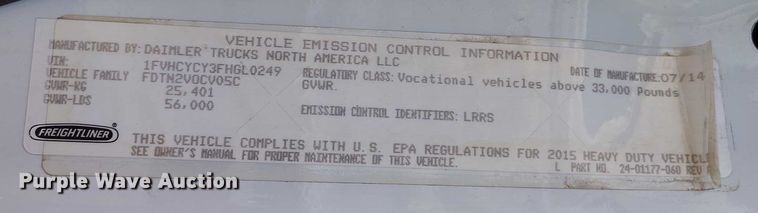 image for item DP4955 2015 Freightliner Business Class M2 digger derrick truck