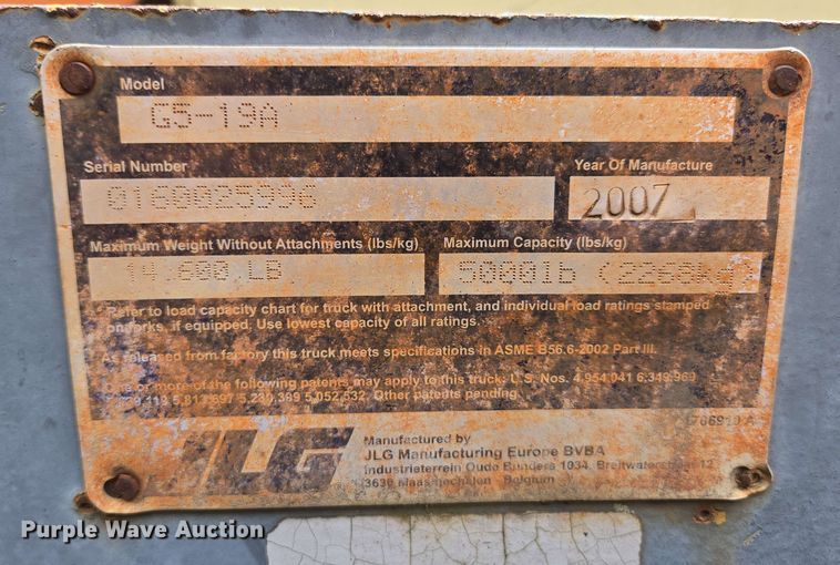 image for item DP6395 2007 JLG G5-19A telehandler