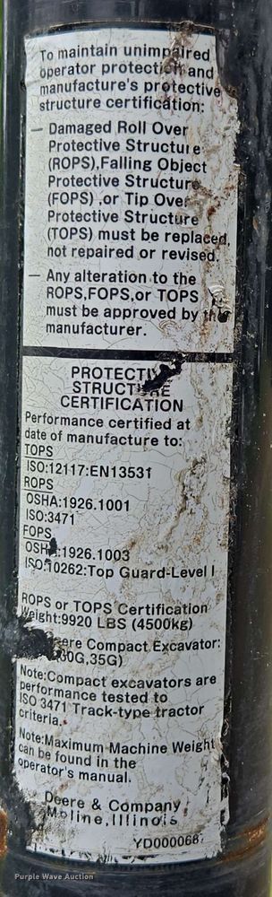 image for item DP6397 John Deere 35G mini excavator