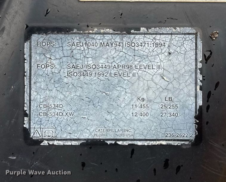 image for item DS3726 2009 Caterpillar CB 534D XW double drum vibratory roller