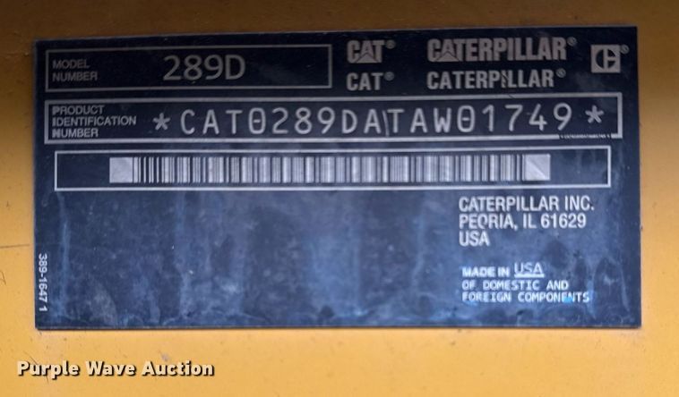 image for item DS3734 2014 Caterpillar 289D tracked skid steer loader