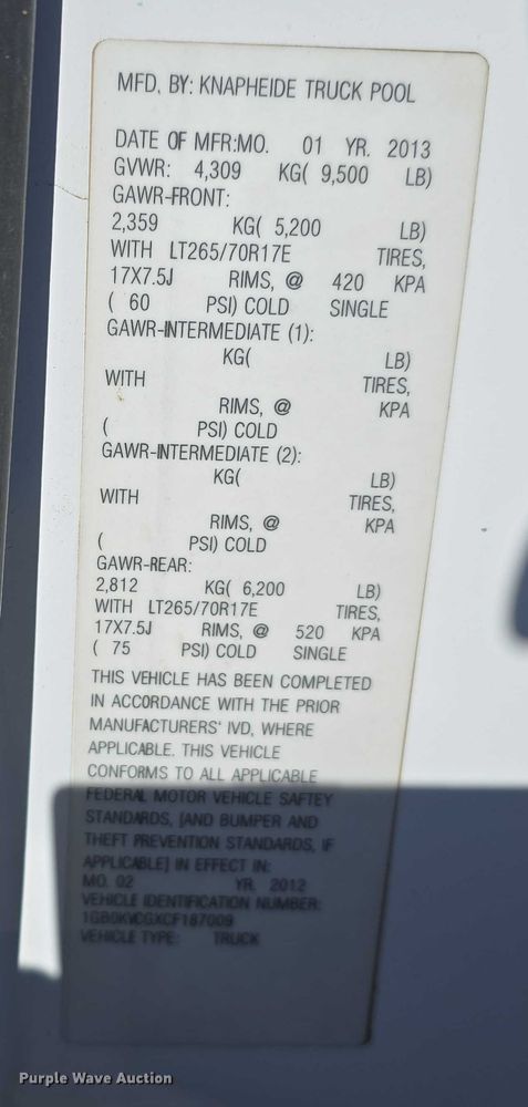 image for item DT6867 2012 Chevrolet Silverado 2500HD utility bed pickup truck