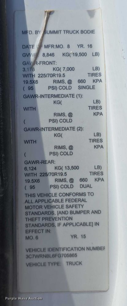 image for item DT6869 2015 Dodge  Ram 5500 utility / service truck