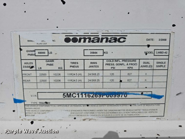 image for item DT6884 2009 Manac LWBD-42 bottom dump trailer