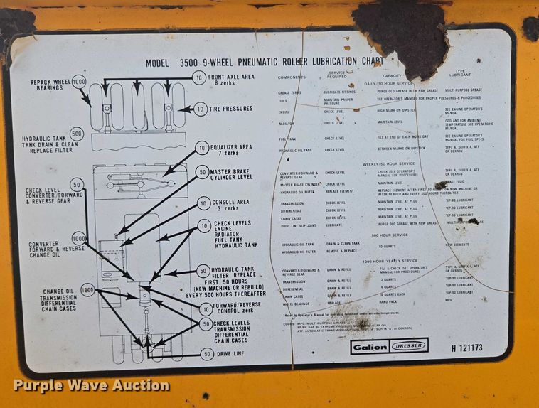 image for item DT7187 1974 Galion 3500 pneumatic roller
