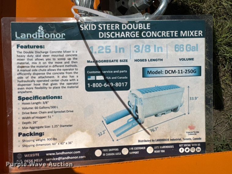 image for item DU9073 2024 LandHonor DCM-11-250G skid steer concrete mixer