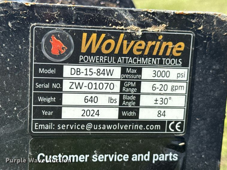 image for item DU9075 2024 Wolverine BD-15-84W skid steer dozer blade