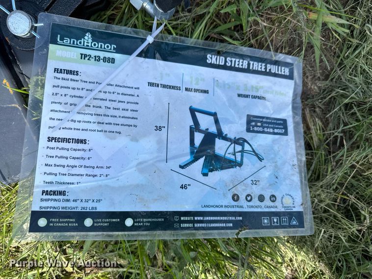 image for item DU9082 2024 LandHonor TP2-13-08D skid steer tree puller
