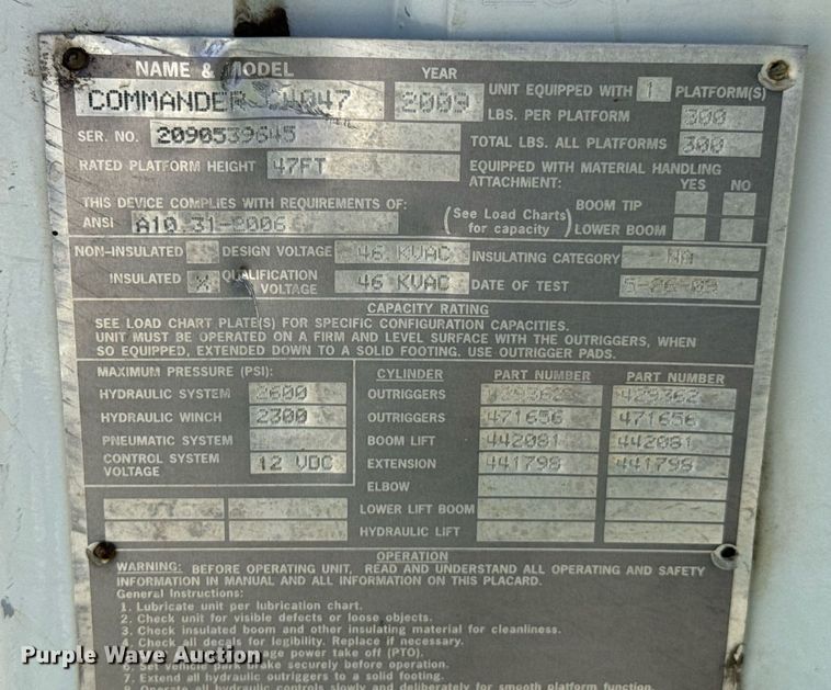 image for item DU9110 2010 International DuraStar 4400 digger derrick truck