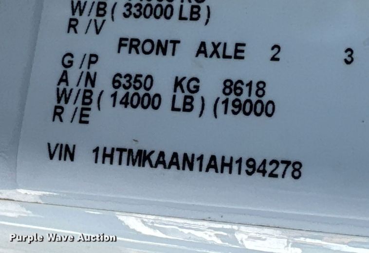 image for item DU9110 2010 International DuraStar 4400 digger derrick truck