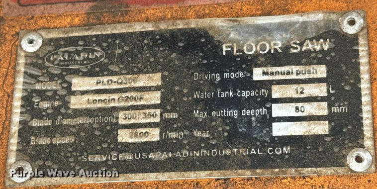 image for item DU9123 Paladin PLD-Q300 floor saw