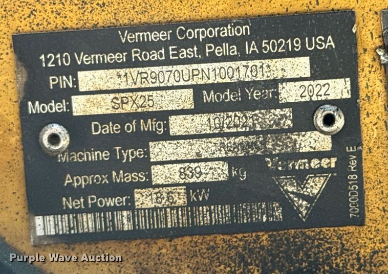 image for item DU9168 2022 Vermeer SPX25 vibratory cable plow