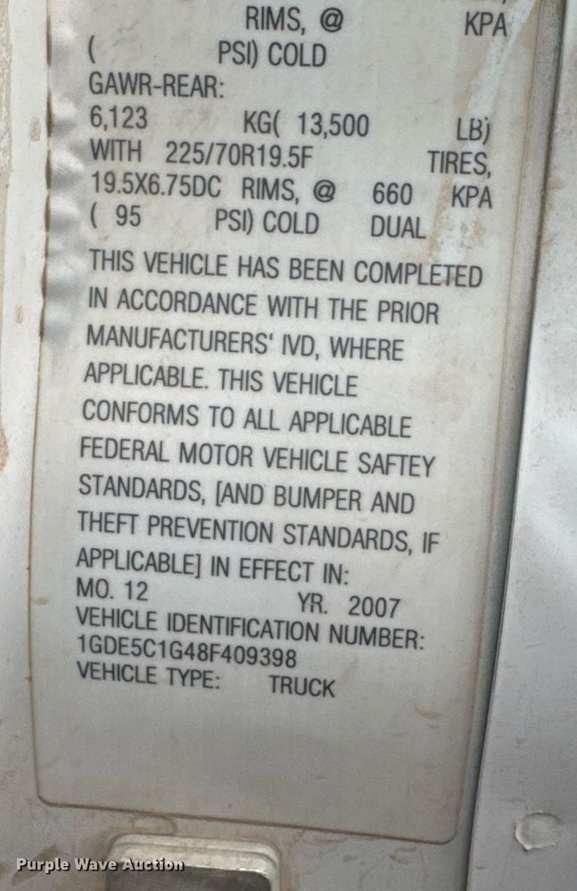 image for item DU9183 2008 GMC C5500 utility / service truck