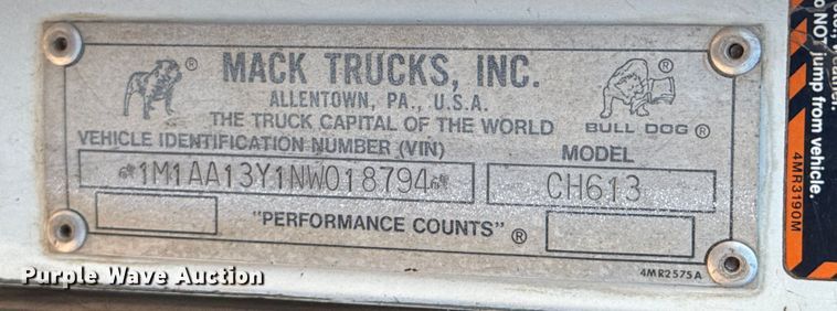 image for item DU9741 1992 Mack CH613 dump truck