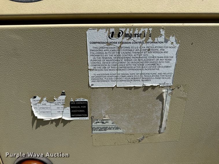 image for item DV4064 2009 Ingersoll Rand P185WIR air compressor