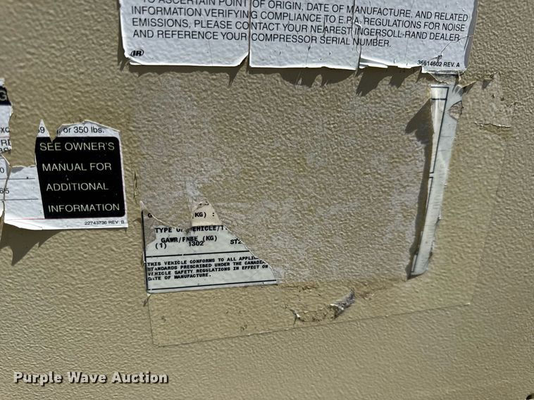 image for item DV4064 2009 Ingersoll Rand P185WIR air compressor