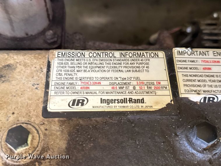 image for item DV4064 2009 Ingersoll Rand P185WIR air compressor