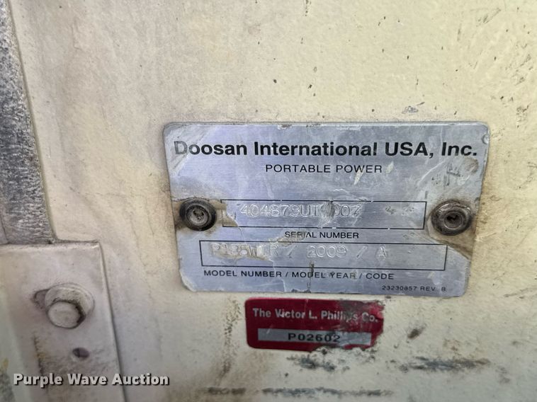 image for item DV4064 2009 Ingersoll Rand P185WIR air compressor